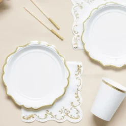 Servietter Ornament Guld/Hvid