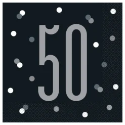 Servietter 50 Sort Prikket