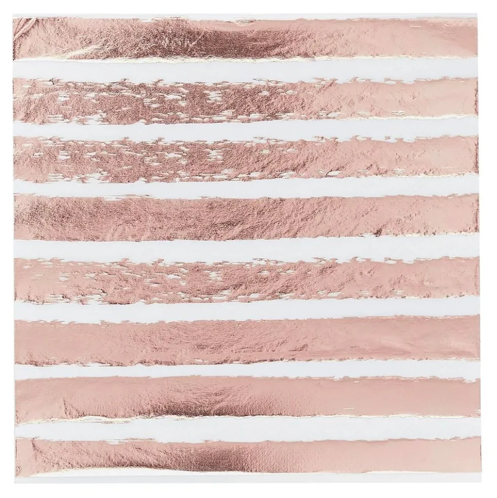 Servietter Stribede Roséguld Metallic