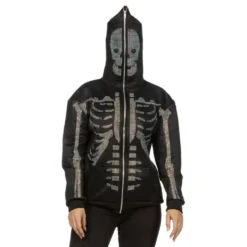 Skelet Hoodie Glitter med Lynlås