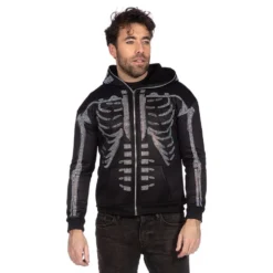 Skelet Hoodie Glitter med Lynlås