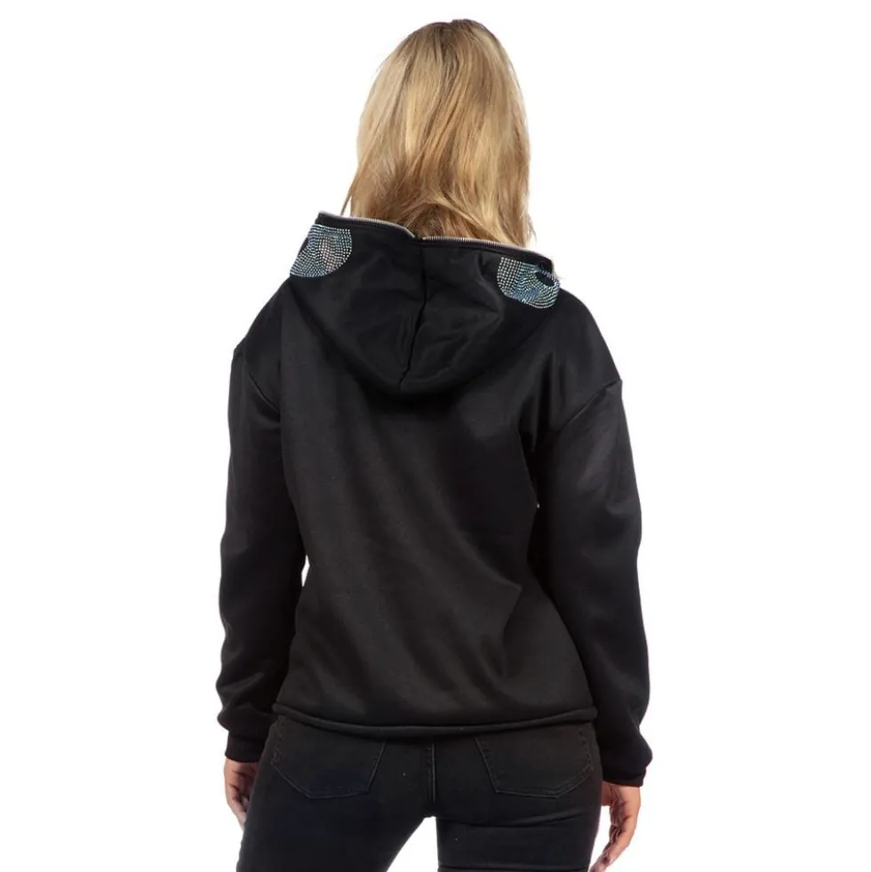 Skelet Hoodie Glitter med Lynlås