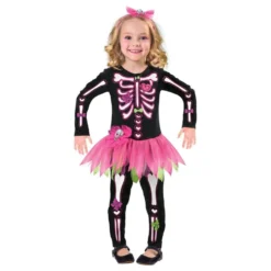 Skeletkjole Lyserød Børnekostume