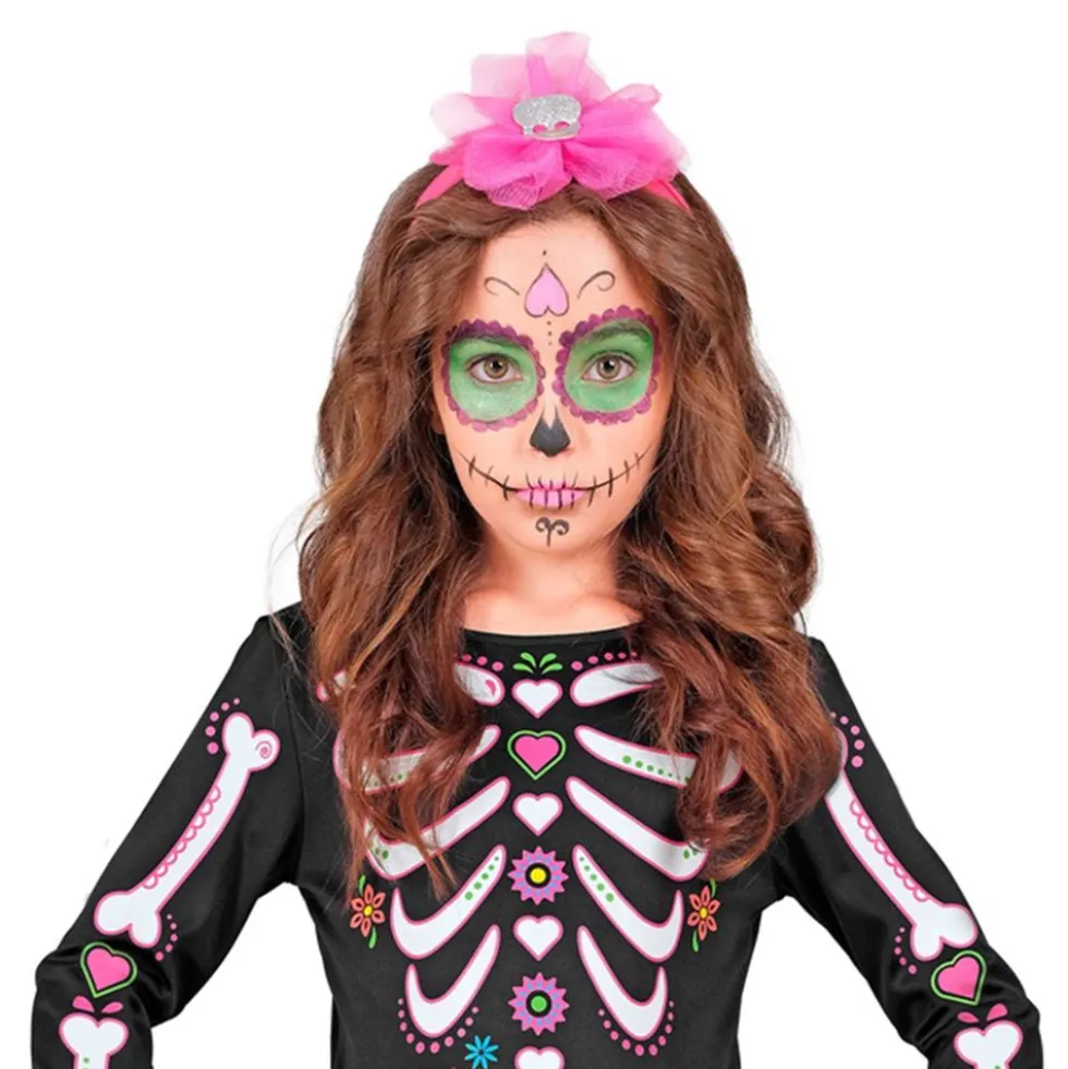 Skeletkjole Lyserød/Sort Børnekostume
