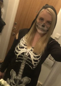 Skeletkjole med Hætte Kostume