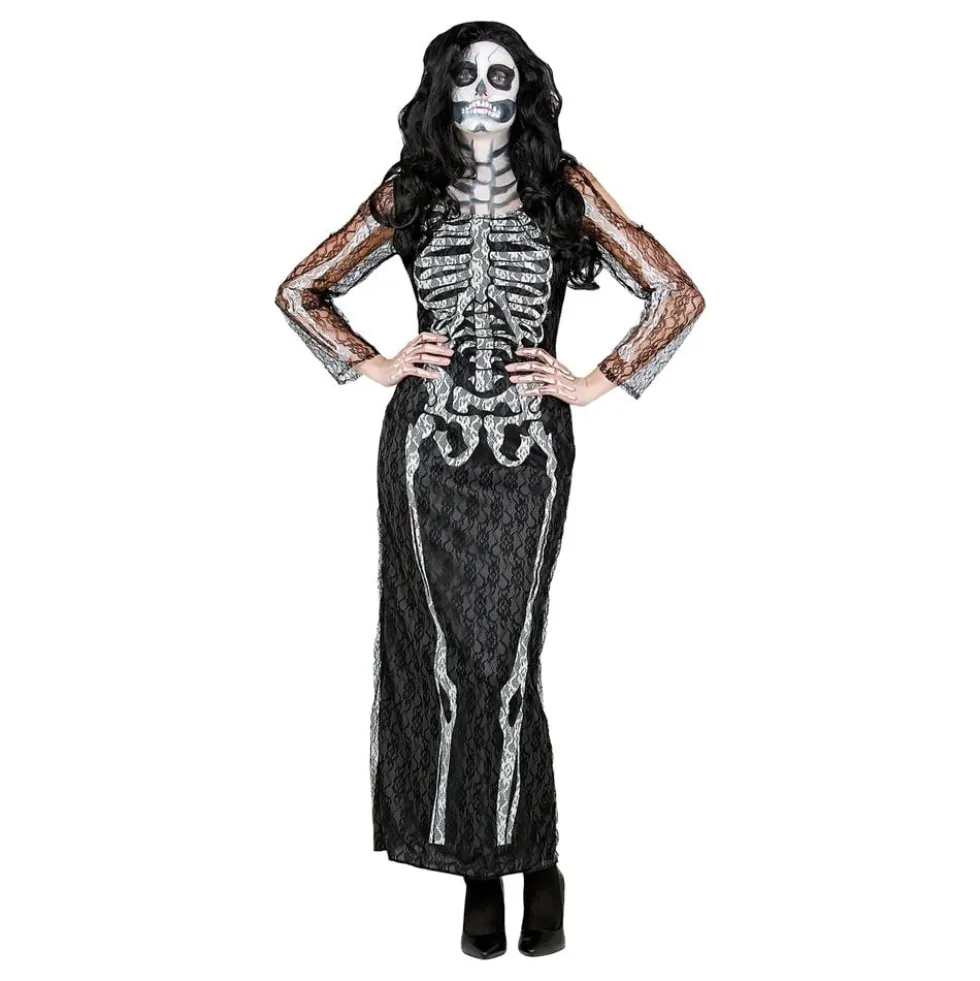 Skelet Lang Kjole Kostume