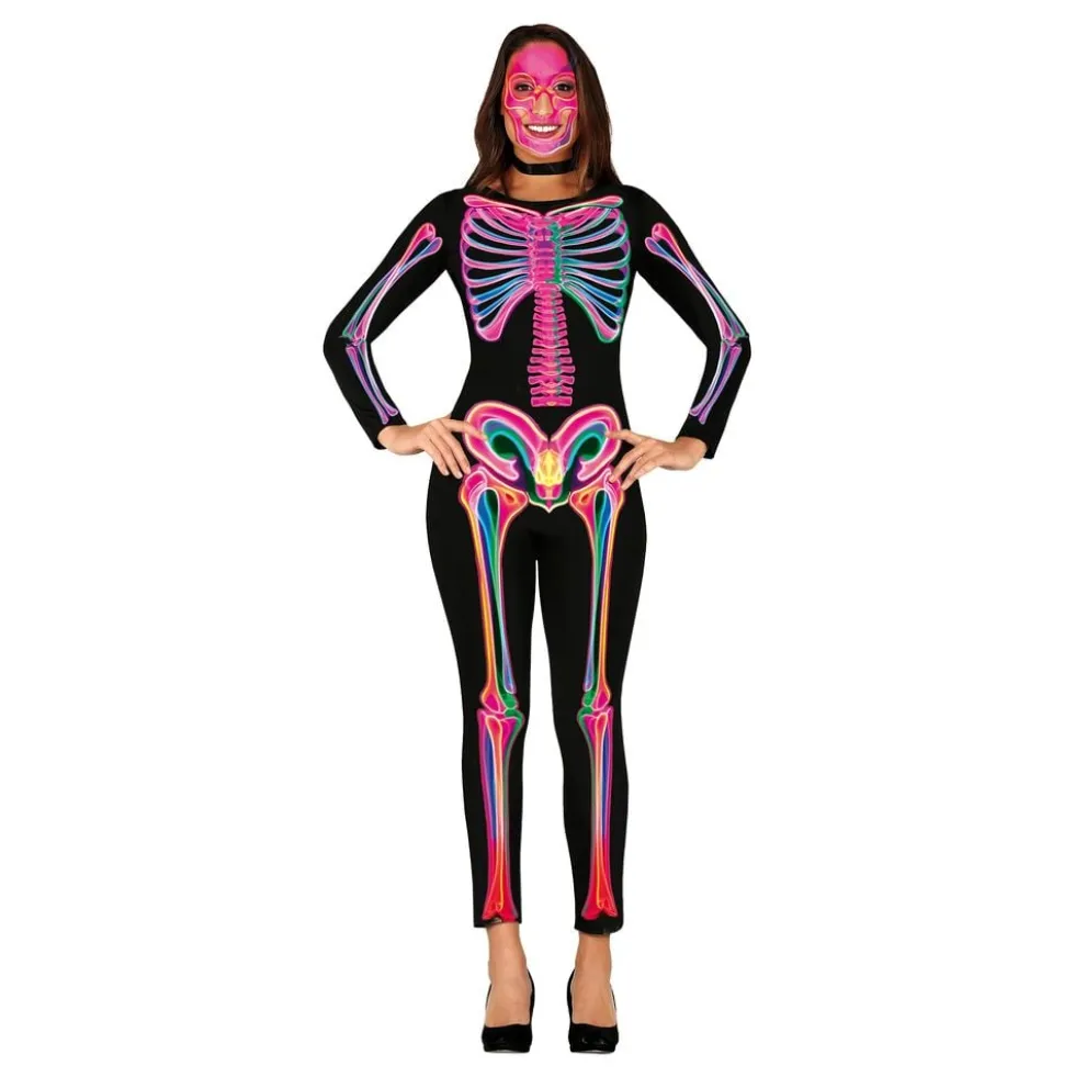 Skelet Neon Dame Kostume