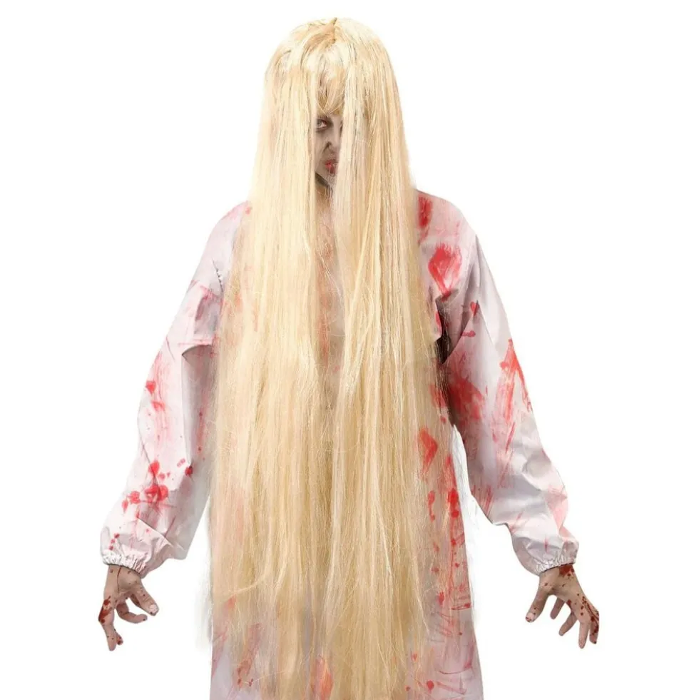 Skrækpige Lang Paryk Blond