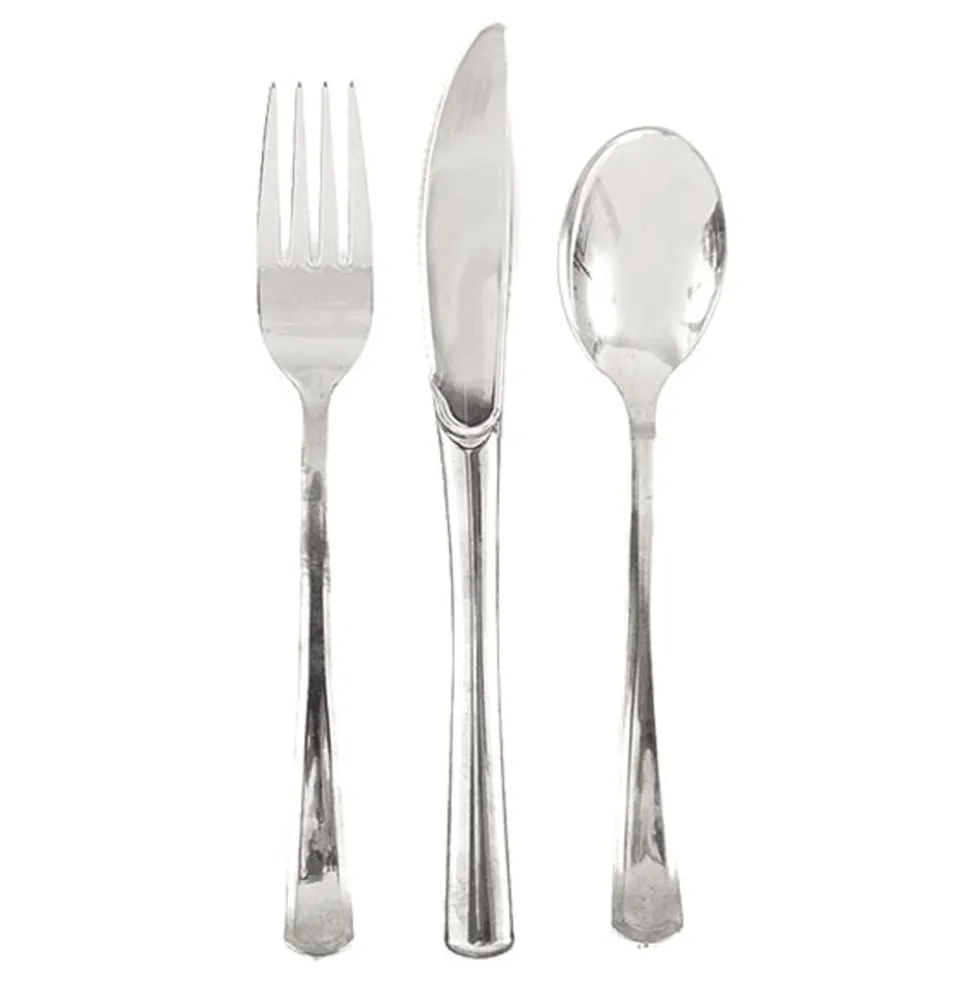 Sølv Metallisk Plastbestik