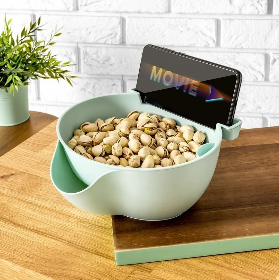 Snackskål med Mobilholder