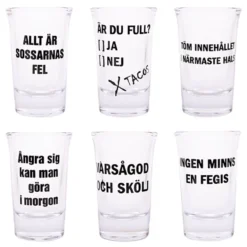 Snapseglas med Tekst