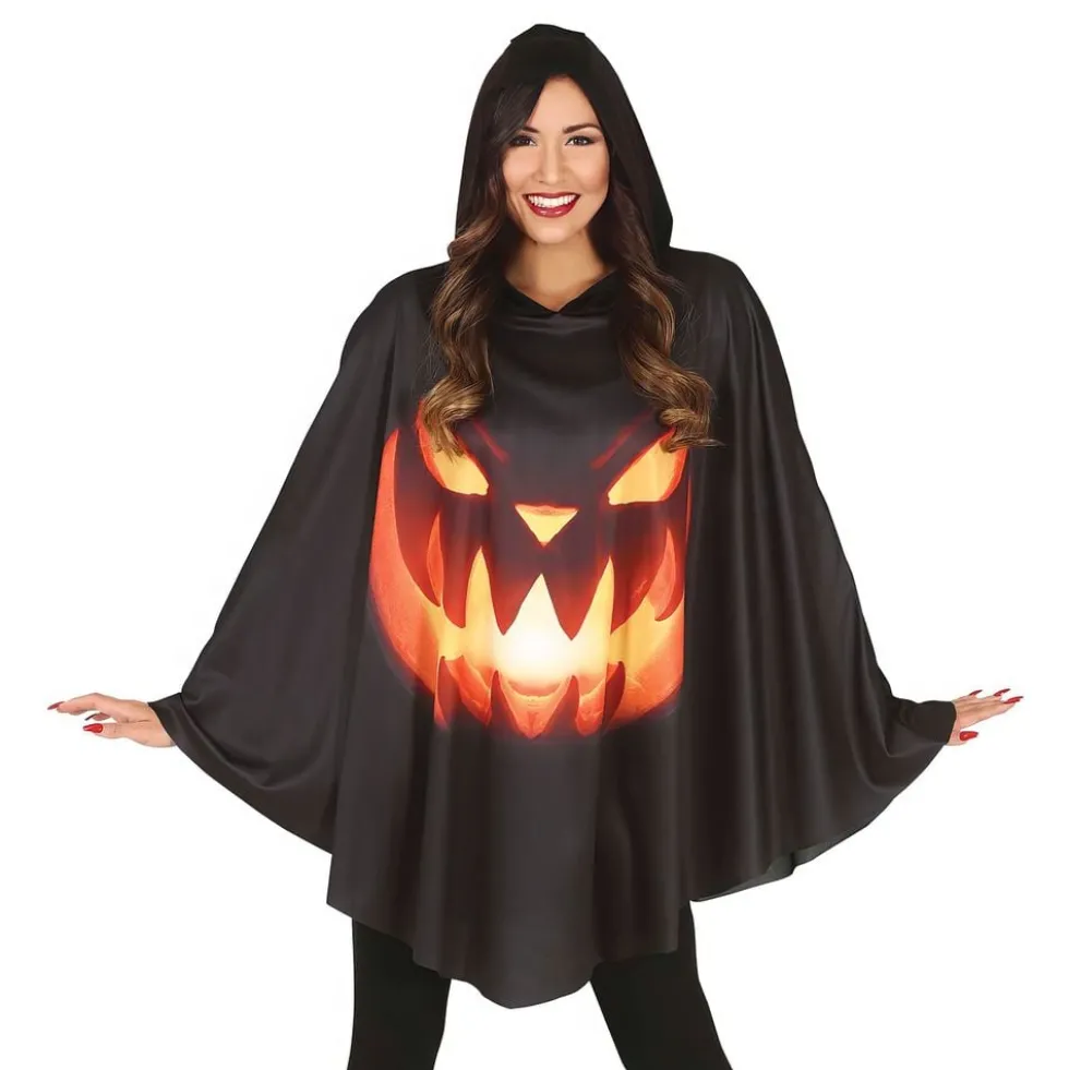 Sort Poncho Halloweengræskar