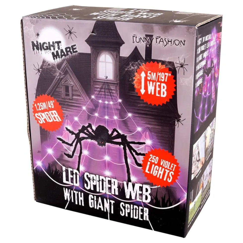 Spindelvæv LED med edderkop