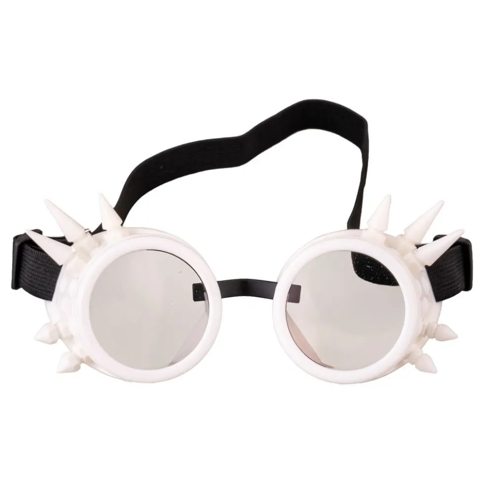 Steampunk Briller med Nitter Hvid
