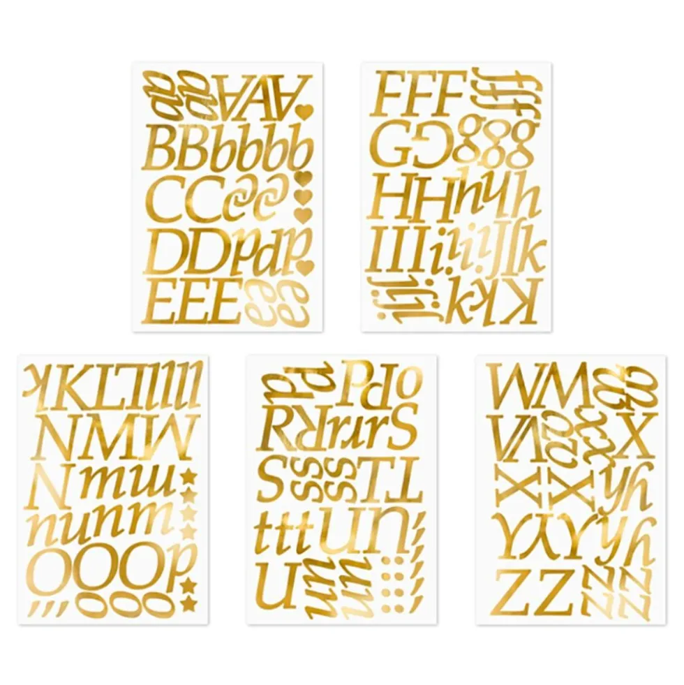 Stickers Bogstaver Guld Metallic