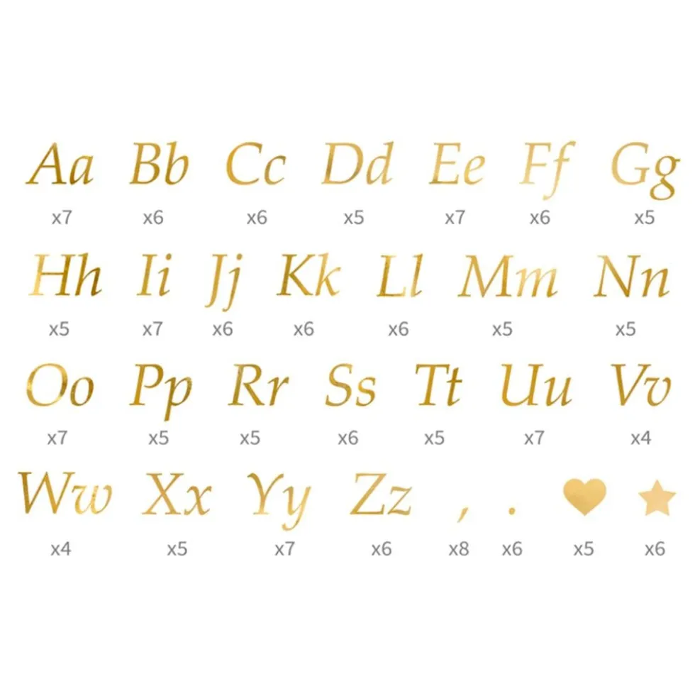 Stickers Bogstaver Guld Metallic