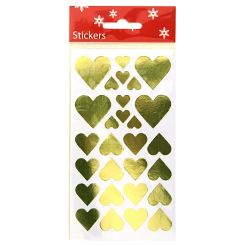 Stickershjerter Guld