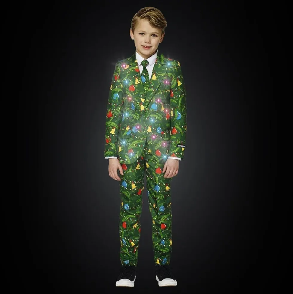 Suitmeister Boys Christmas Green Tree Light Up Jakkesæt