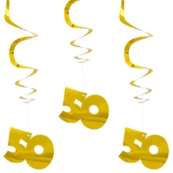 Swirls 50 Guld Hængende Dekoration