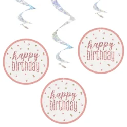 Swirls Happy Birthday Rosaguld
