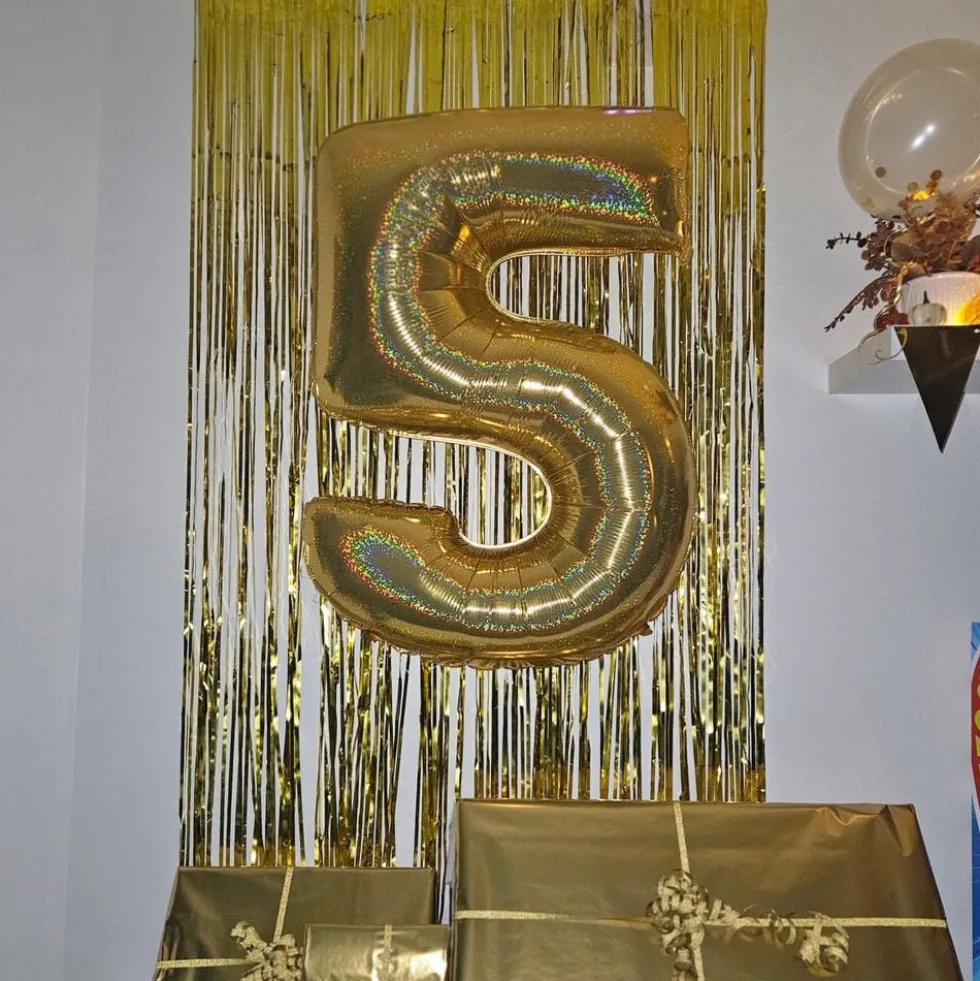 Talballon Glitter Guld