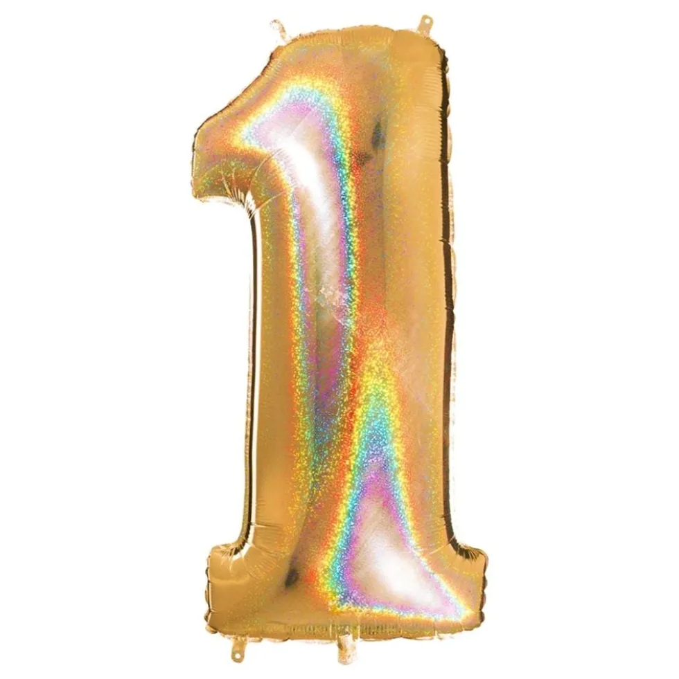 Talballon Glitter Guld