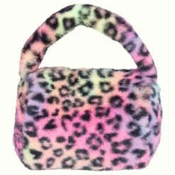 Taske i kunstpels Leopard Flerfarvet