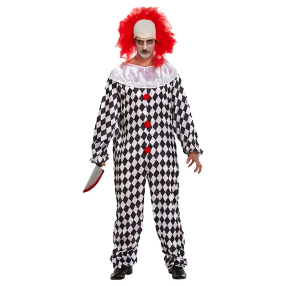 Uhyggelig Klovn med Paryk Kostume