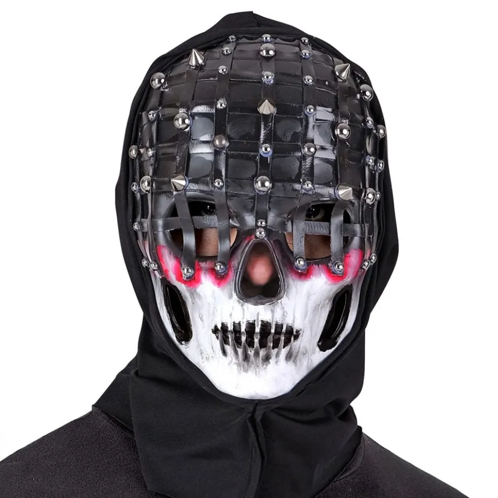 Uhyggelig maske med nitter og hætte