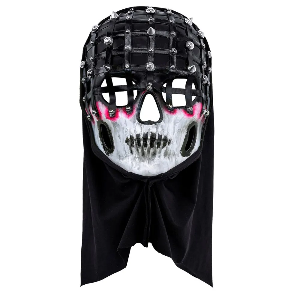 Uhyggelig maske med nitter og hætte
