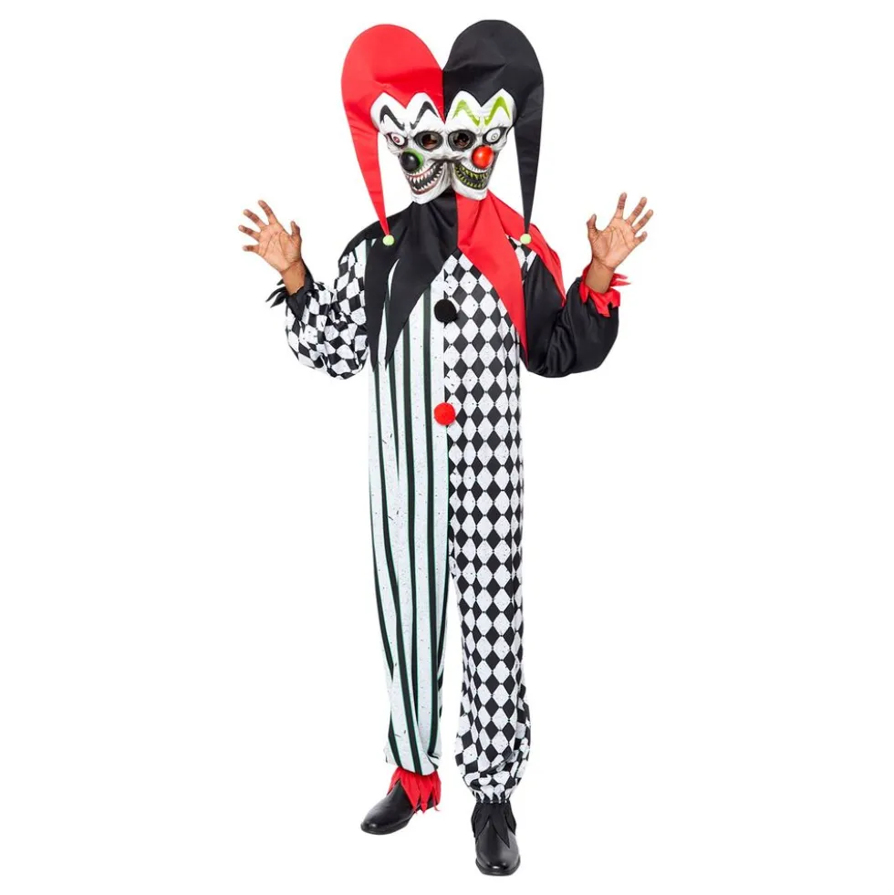 Uhyggeligt Two-Face Gyckler Kostume