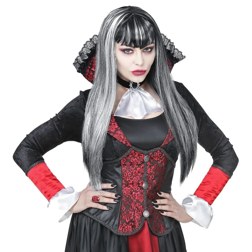 Vampyr Paryk Sort/Hvid
