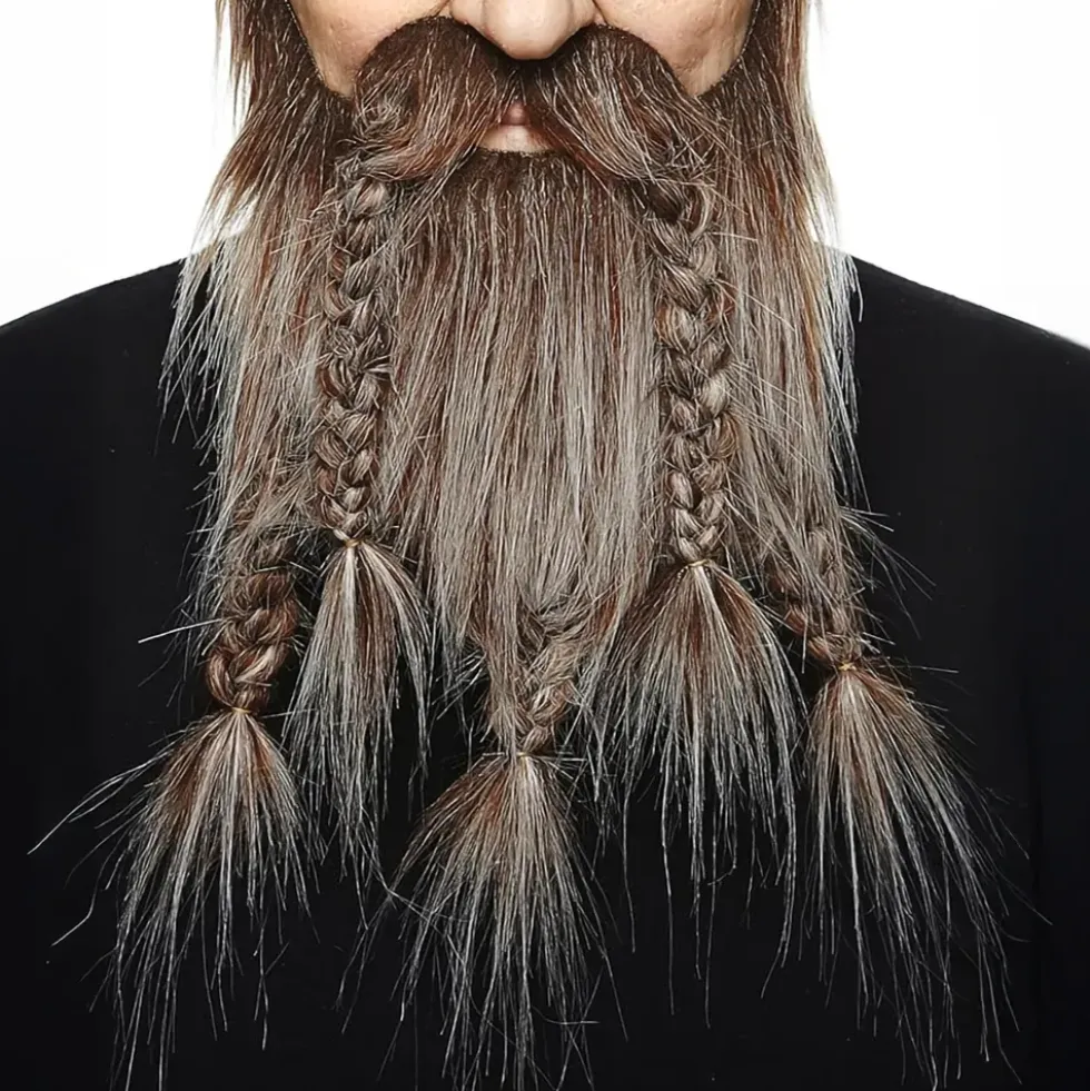 Viking Moustache med Skæg Brun/Grå