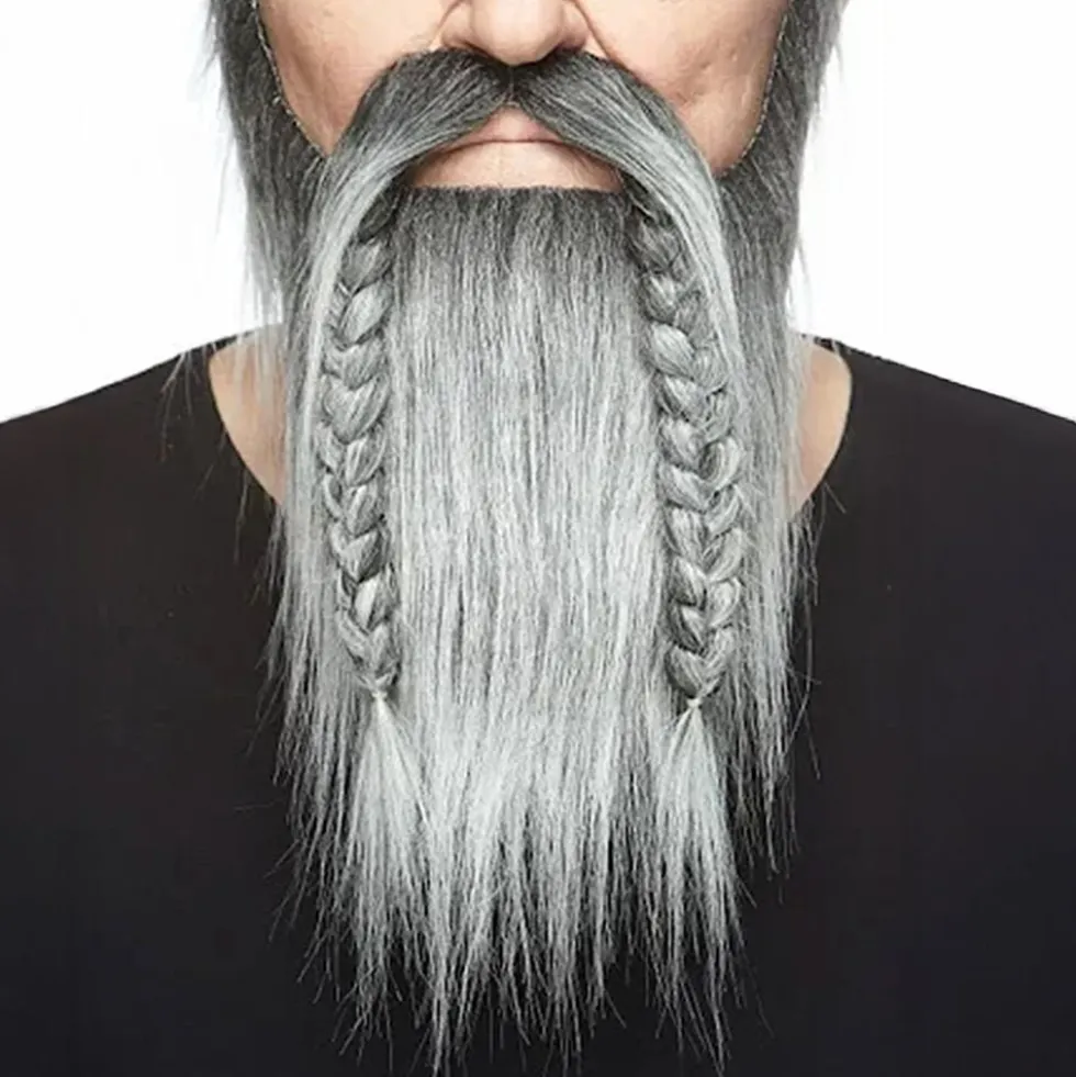 Viking moustache med skæg sort/hvid
