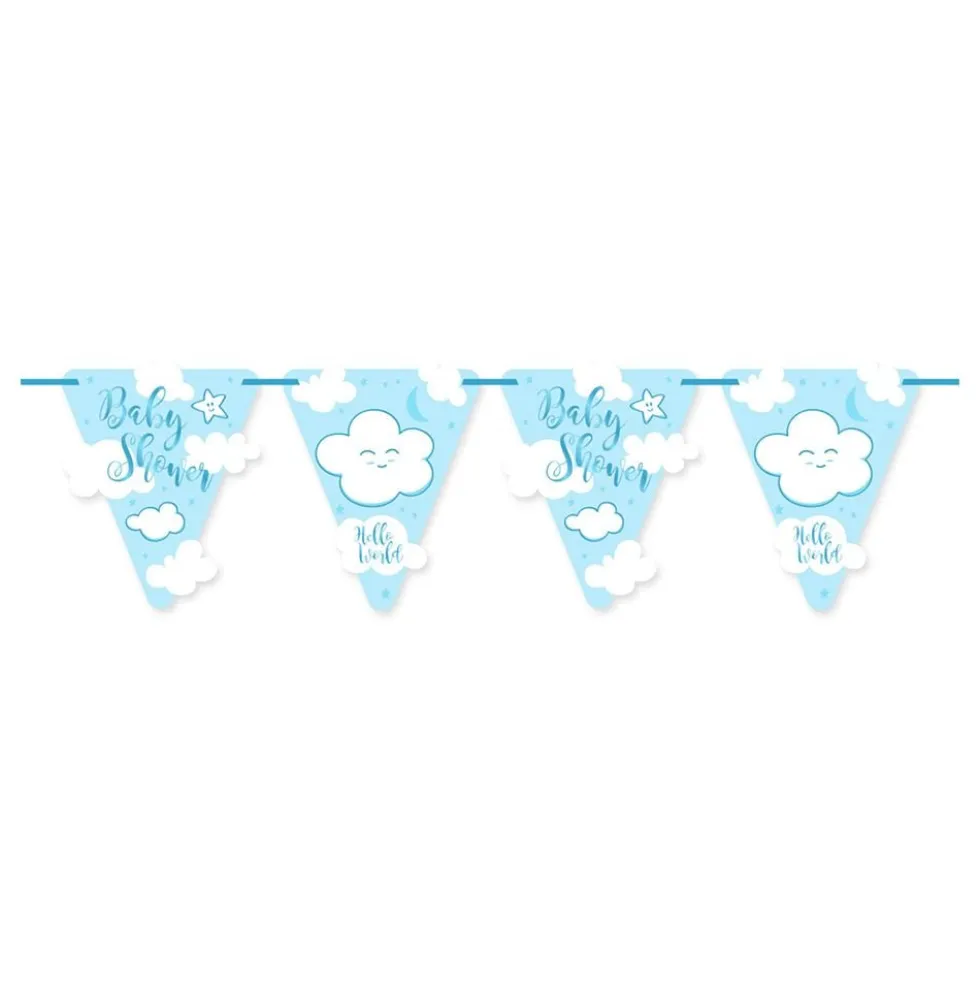 Vimpelguirlande Baby Shower Lyseblå
