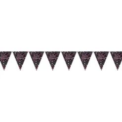 Vimpelguirlande Happy Birthday Sort/Lyserød Glitter