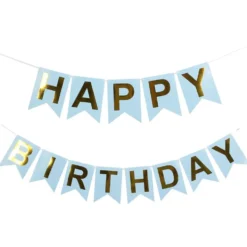 Vimpelguirlande Happy Birthday Lyseblå