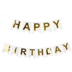 Vimpelguirlande Happy Birthday Hvid