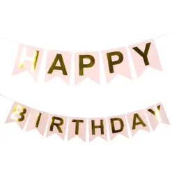 Vimpelguirlande Happy Birthday Lyserød