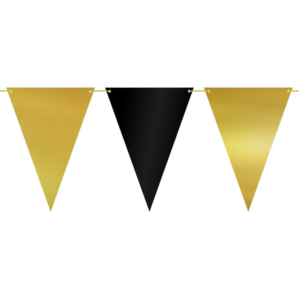 Vimpelguirlande Sort/Guld Metallic