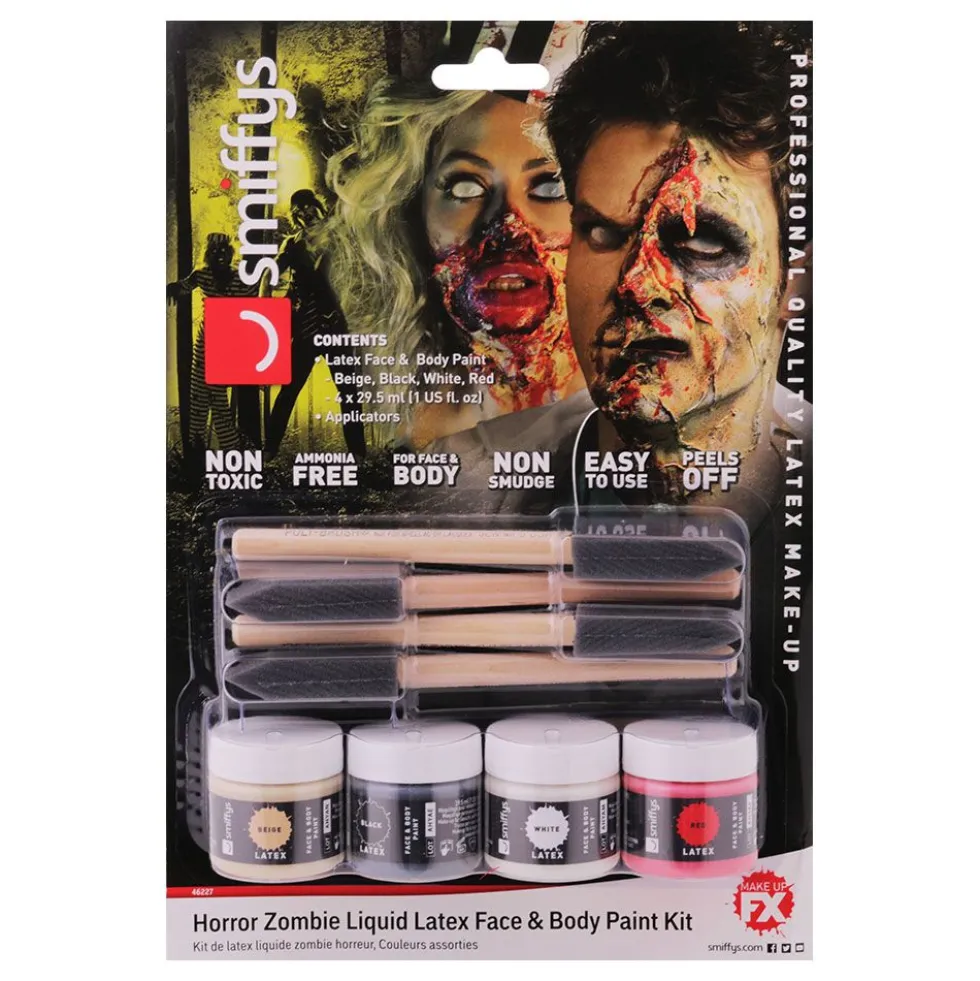 Zombie Flydende Latex Ansigts- & Kropsfarve Kit